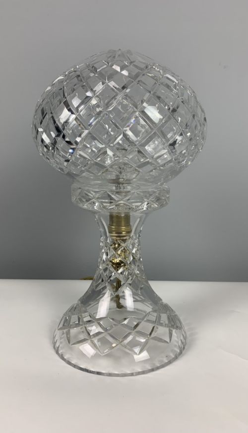 1930’S Cut Glass Mushroom Table Lamp Rewired and Pat Tested