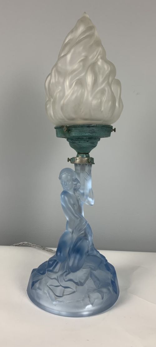 Art Deco Walther and Sohne Glass Table Lamp, Circa 1930'S, Rewired and Pat Tested