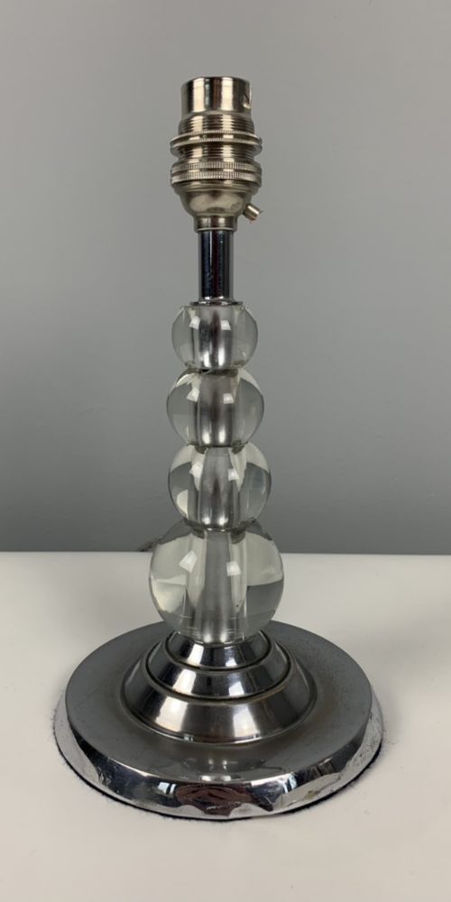 English Art Deco Chrome and Glass Table Lamp; Rewired and Pat Tested