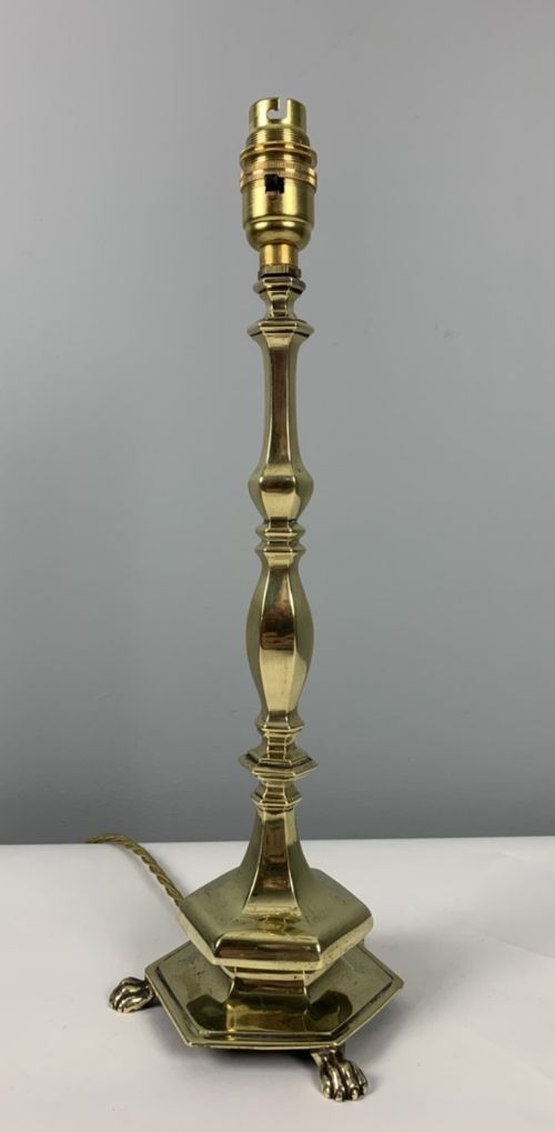 C1900 Brass Table Lamp with Claw Feet; Rewired and Pat Tested