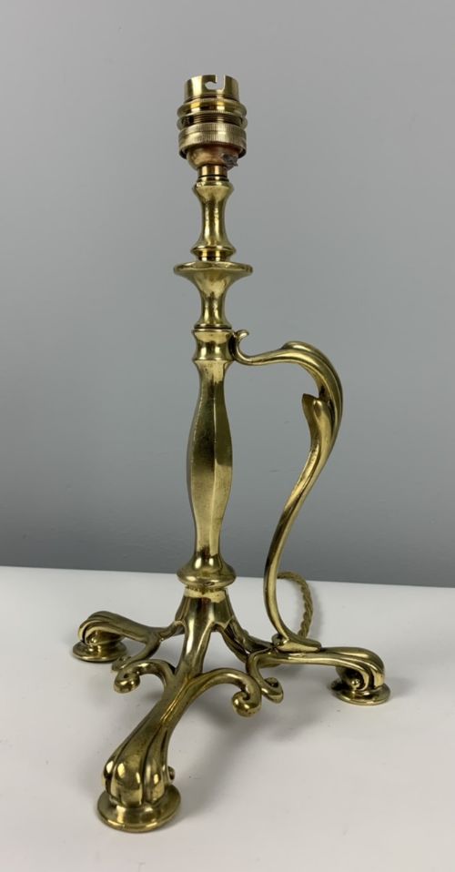 Art Nouveau Ornate Brass Table Lamp with Reg No Dated 1884; Rewired and Pat Tested