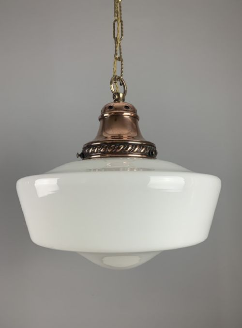 Edwardian Chapel Ceiling Light; Original Shade; Rewired
