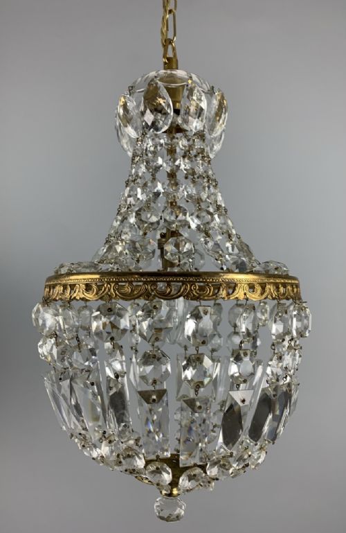 Early 20th Century Bag Chandelier, Ceiling Light,  Rewired