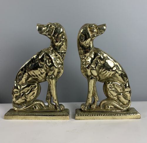 Pair of Victorian Brass Dog Doorstop Door Stop Door Porter