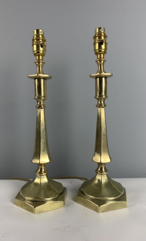 Pair of 1930s Reg Marked Candlestick Table Lamps, Rewired and Pat Tested