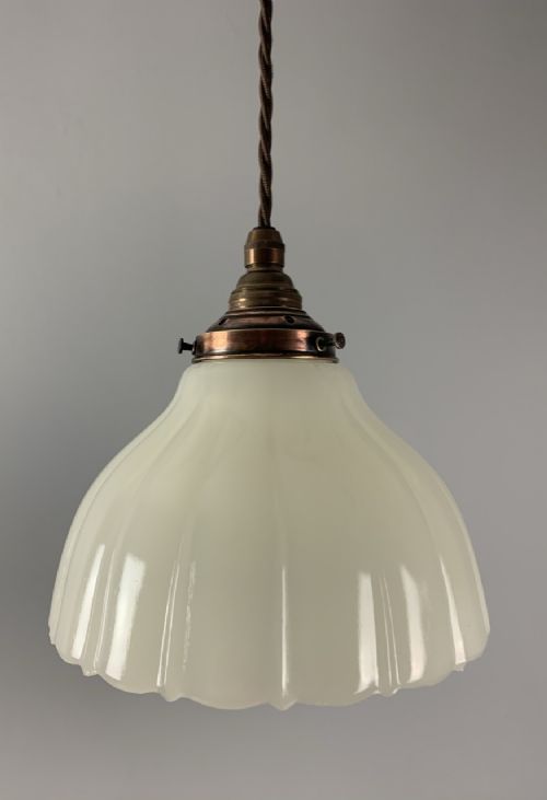 Moonstone Pendant Ceiling Light; Original Shade; Rewired