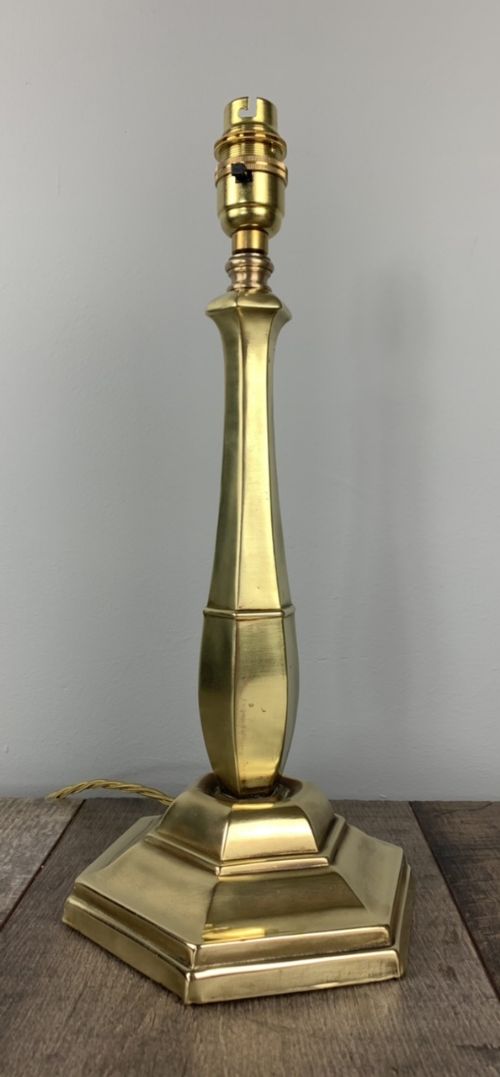 Hexagonal Bass Brass Table Lamp Rewired and Pat Tested