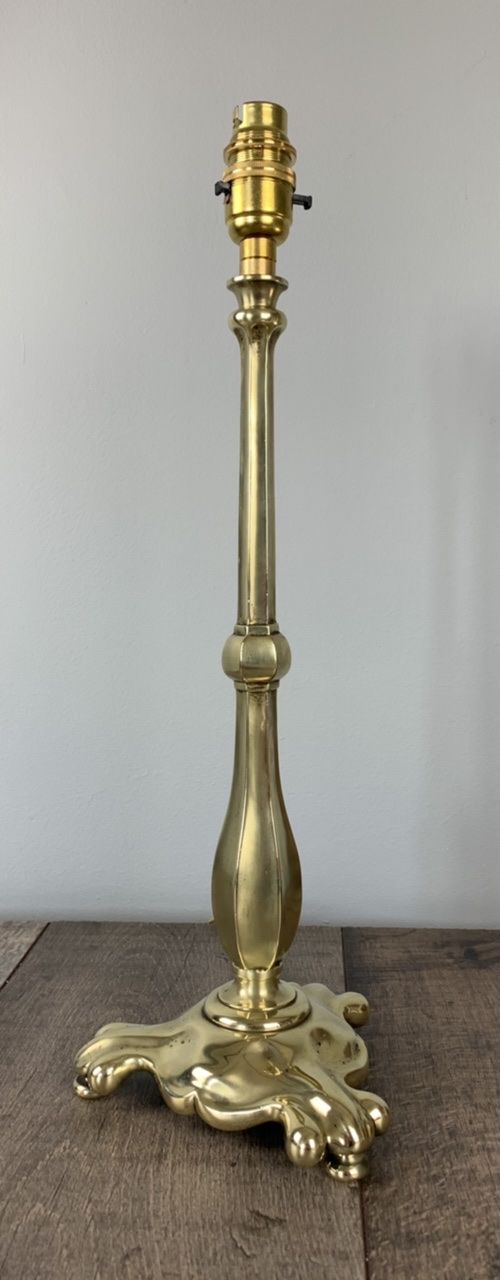 Tall Elegant Brass Table Lamp, Rewired and Pat Tested