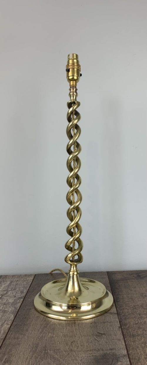 Tall 1920s Brass Twist Table Lamp, Rewired and Pat Tested
