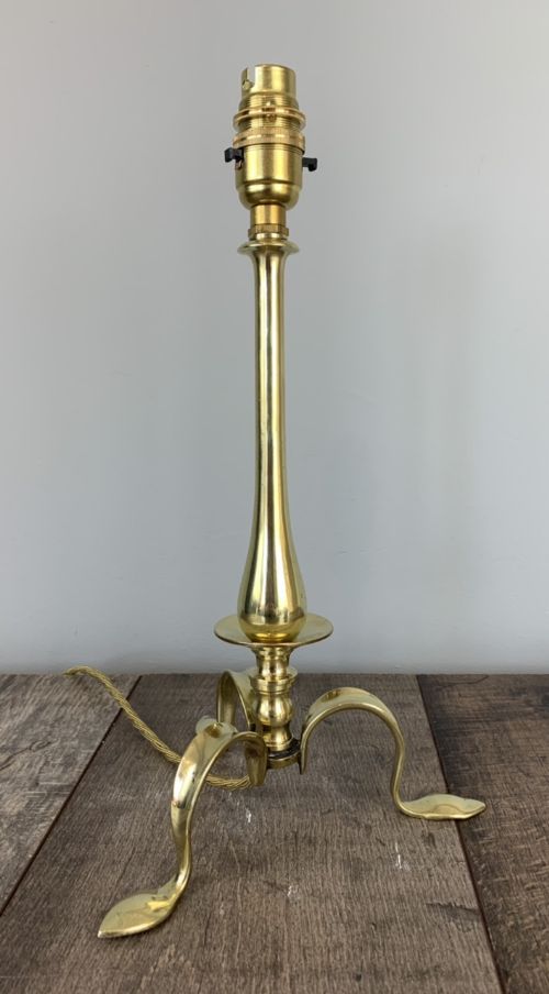 C1900 Benson Style Brass Tripod Table Lamp, Rewired and Pat Tested