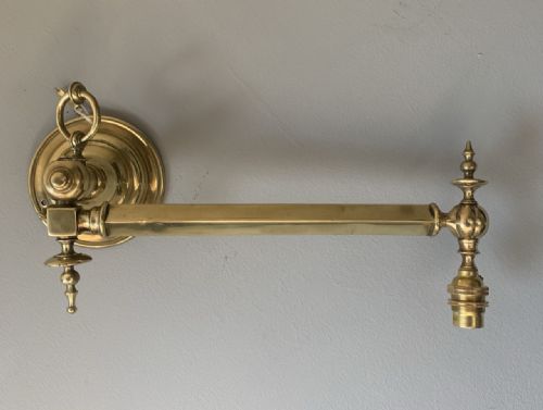 Single Edwardian Brass Rotating Arm Brass Wall Light, Rewired and Pat Tested