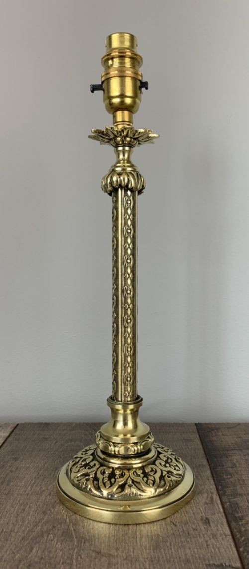 19th Century French Brass Table Lamp, Rewired and Pat Tested