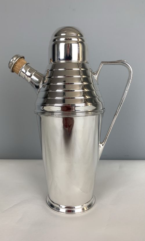 Art Deco Silver Plated Cocktail Shaker with Poring Spout