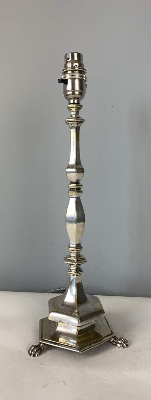 Distressed Silver Plated Brass Table Lamp, Rewired and Pat Tested