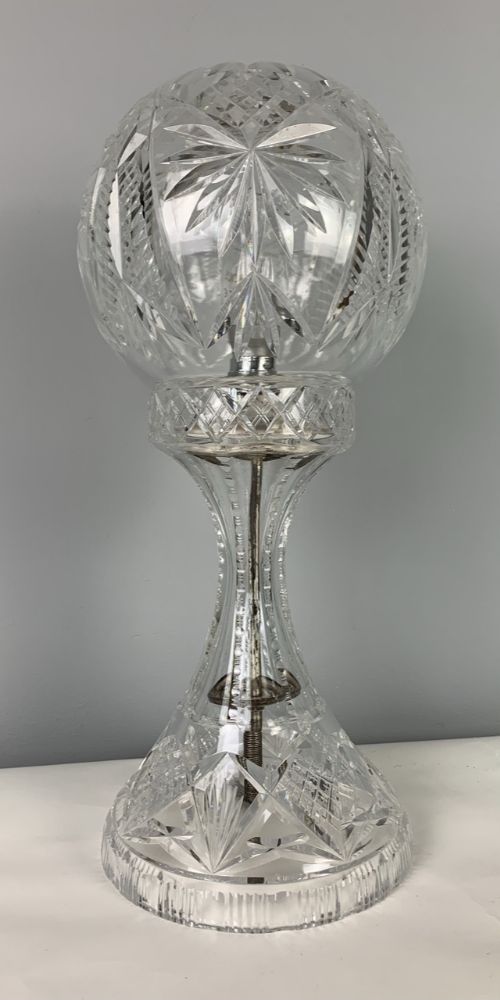 Large 1930s Cut Glass Crystal Mushroom Table Lamp Rewired and Pat Tested