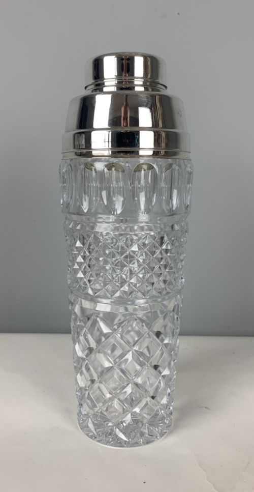 Art Deco Glass & Silver Plated Cocktail Shaker, C1930
