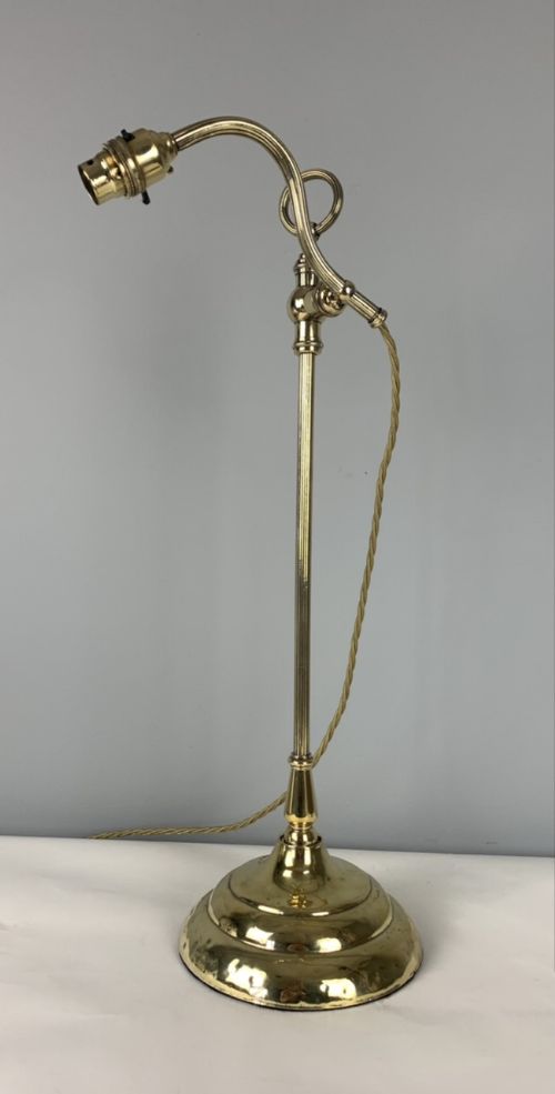 French C1920 Adjustable Brass Desk Table Lamp, Rewired and Pat Tested