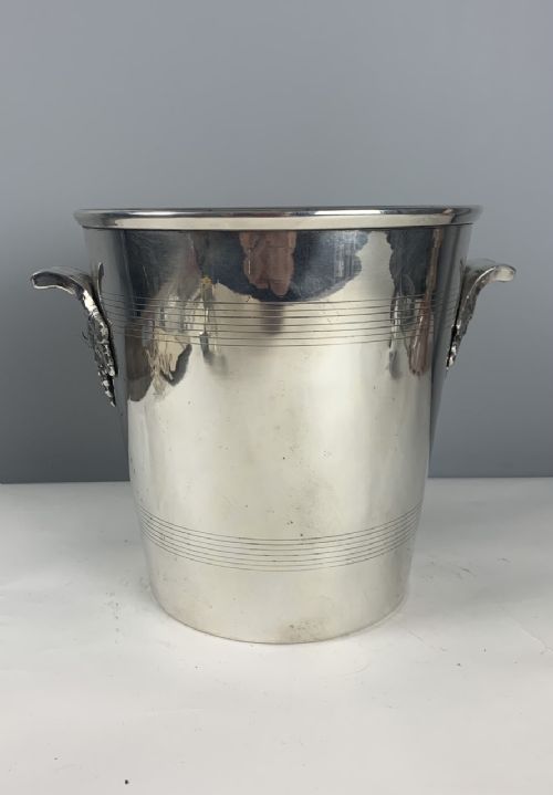 Art Deco Silver Plated Ice Bucket with Grape Handles