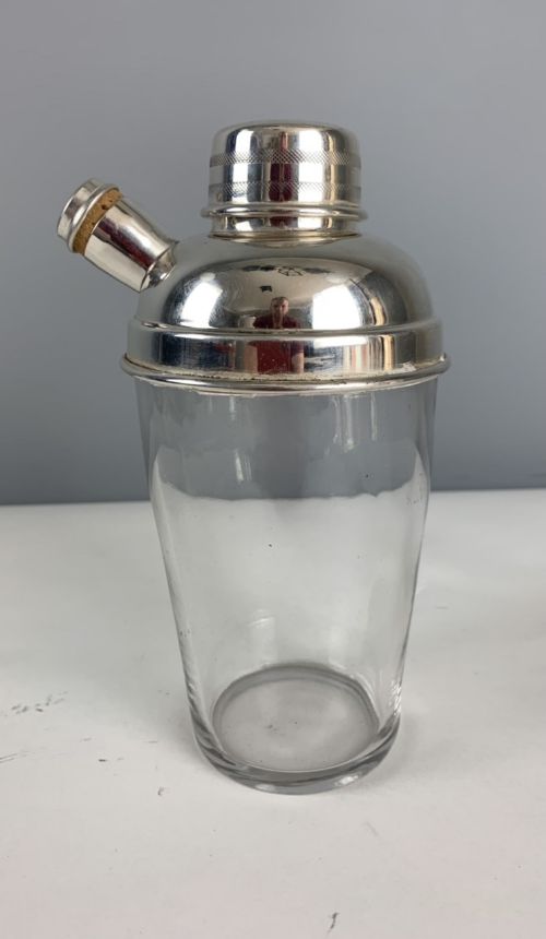 Art Deco Silver Plated and Glass Cocktail Shaker