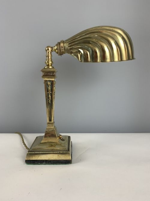Adjustable Shell Bankers Desk Lamp, Rewired and Pat Tested