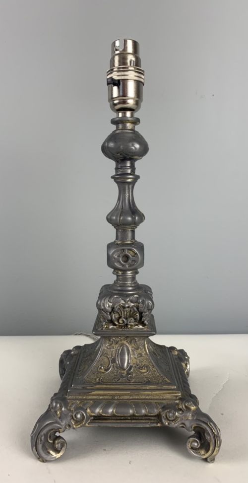 Distressed Victorian Spelter Gilded Ornate Table Lamp, Rewired and Pat Tested
