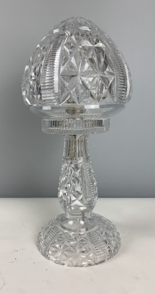 Cut Glass Mushroom Table Lamp, Rewired and Pat Tested