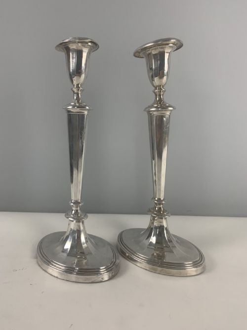 Pair of Georgian Silver Plated Candlesticks