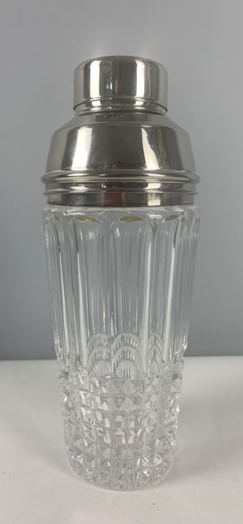 Art Deco Glass & Silver Plated Cocktail Shaker, C1930