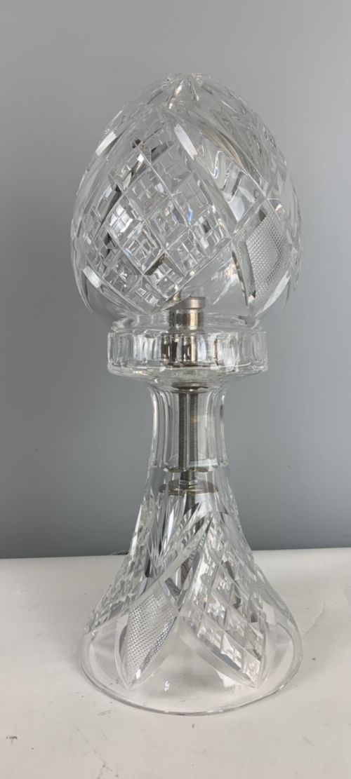 Cut Glass Crystal Mushroom Table Lamp, Rewired and Pat Tested