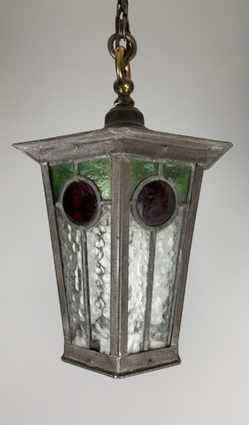 Stained Glass Lead Hall Lantern, Rewired