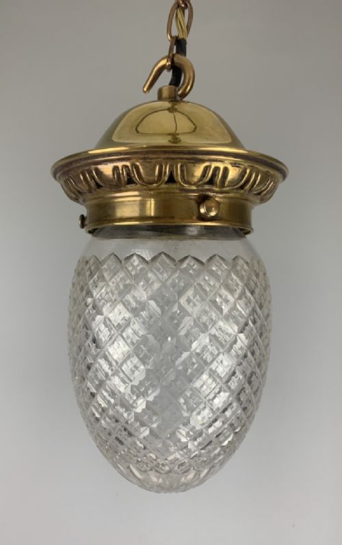 Cut Glass Pendant Ceiling Light, Rewired