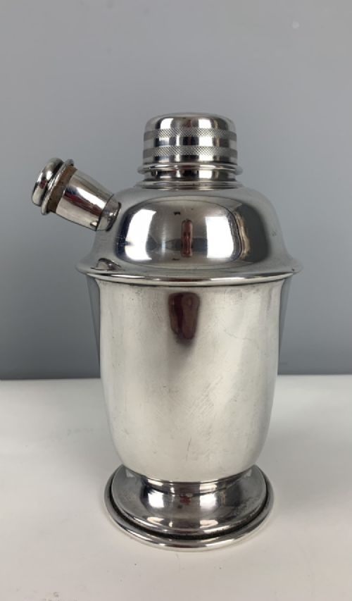 Art Deco Silver Plated Cocktail Shaker with Pouring Spout