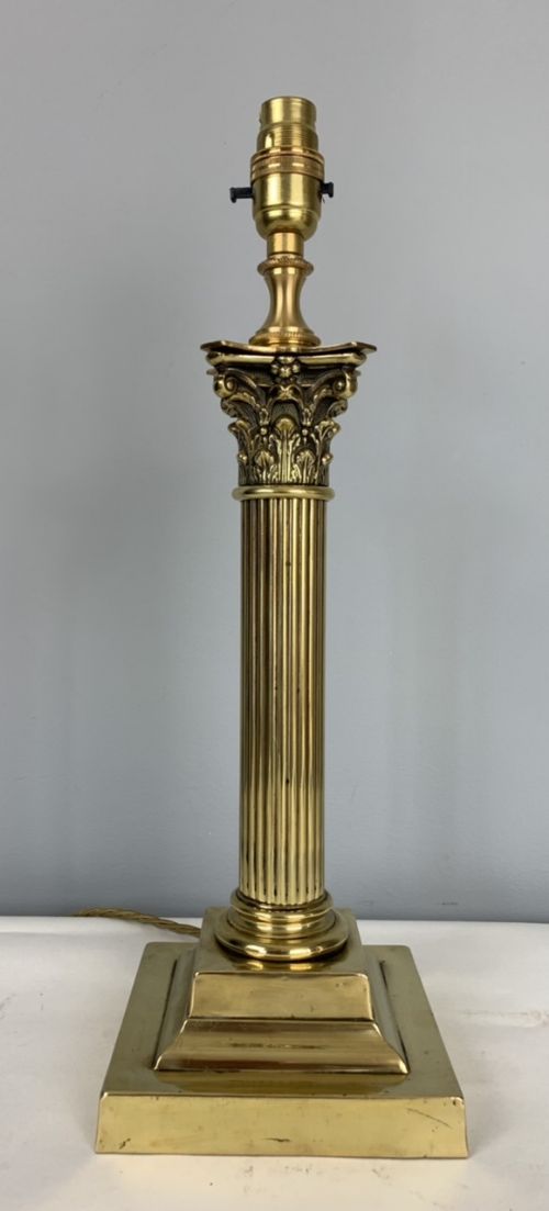 Brass Corinthian Column Table Lamp, Rewired and Pat Tested