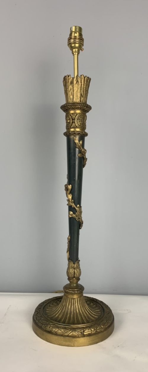French Gilt Brass Torch Table Lamp, Rewired and Pat Tested