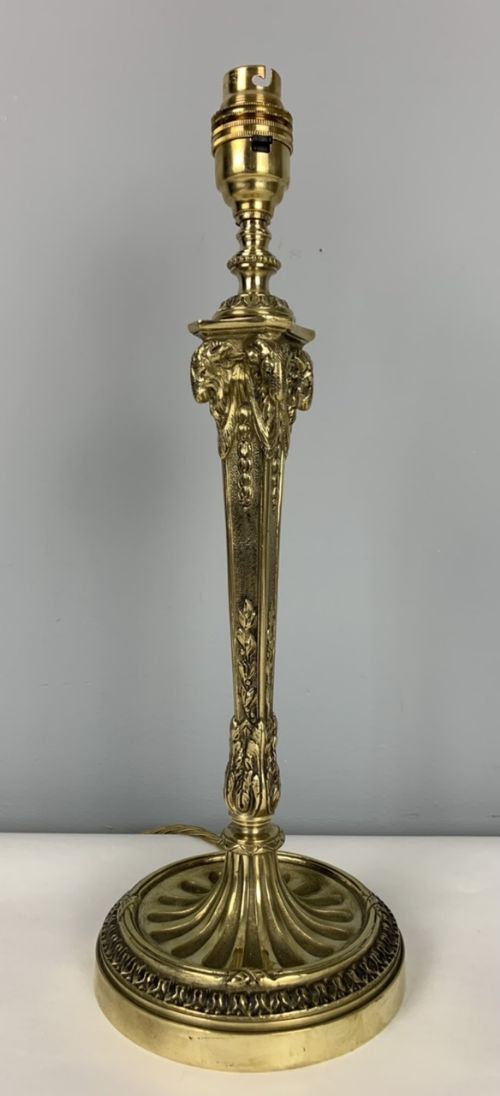 French Rams Head Brass Table Lamp, Rewired and Pat Tested