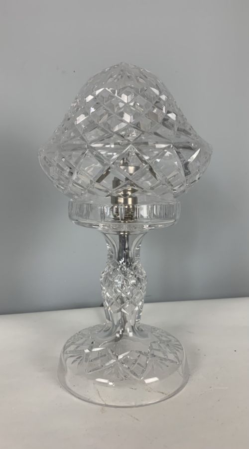 Cut Glass Mushroom Table Lamp, Rewired and Pat Tested