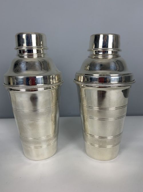 Pair of Art Deco Mappin Silver Plated Cocktail Shakers