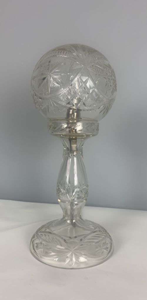 Cut Glass Mushroom Table Lamp, Rewired and Pat Tested