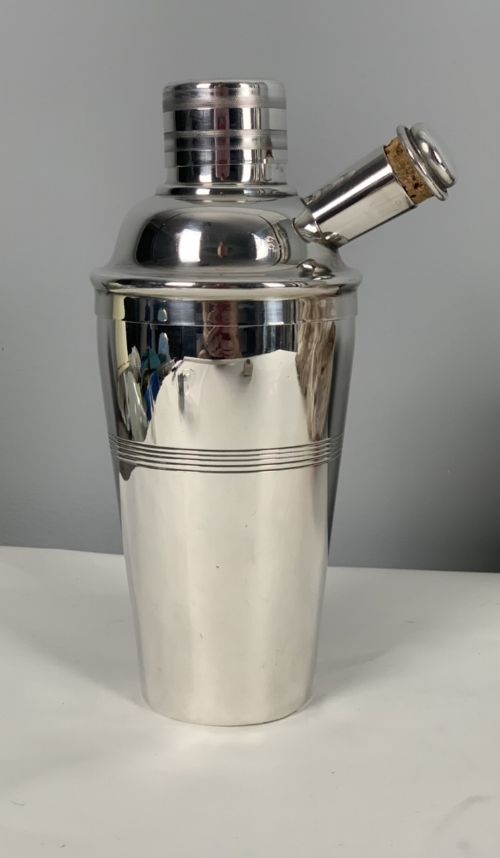 Art Deco Silver Plated Cocktail Shaker with Pouring Spout
