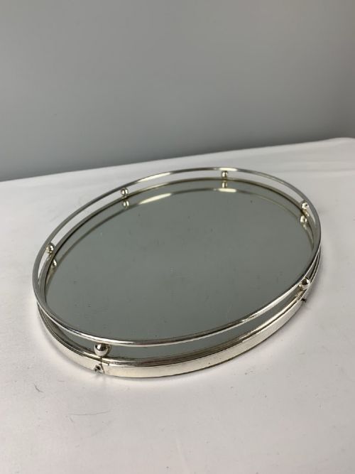 Art Deco Oblong Glass & Chrome Drinks Tray