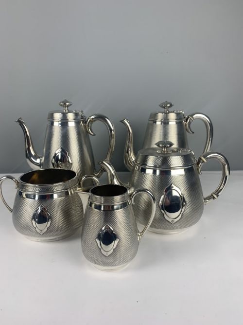 Victorian Silver Plated 5 Piece Tea Coffee Service by Elkington