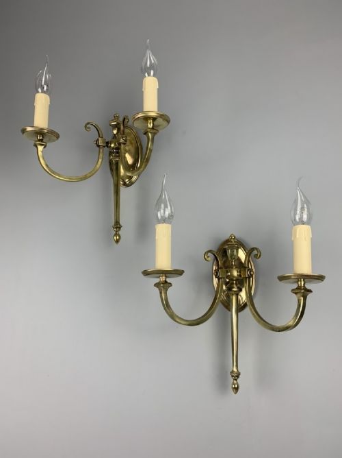 Pair of Richard Evered & Sons Brass Wall Lights, Rewired