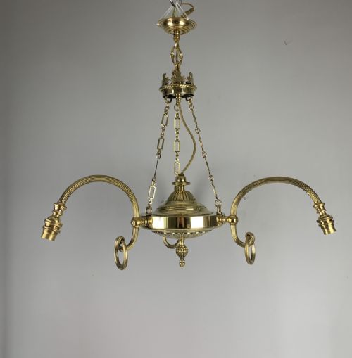 English 3 Arm Brass Chandelier, Ceiling Light, Rewired