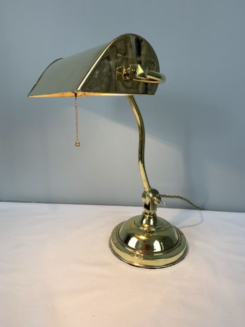 English Adjustable Bankers Lamp, Table Lamp, Rewired and Pat Tested