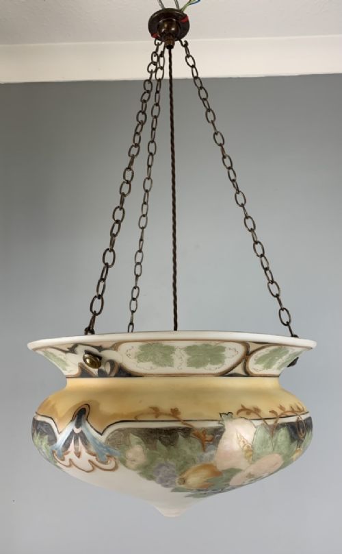 Large Stunning Plafonnier Ceiling Light, Original Shade, Rewired