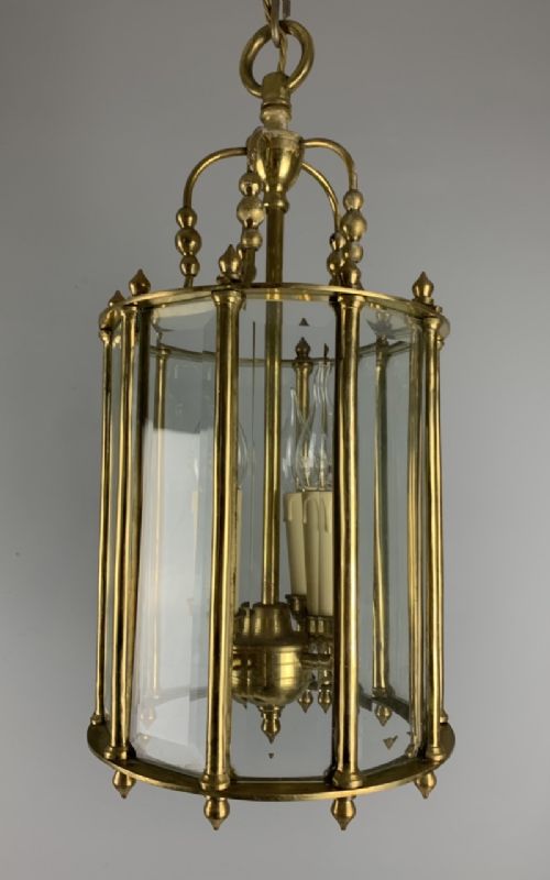 Heavy Brass 10 Panel Glass Lantern, Rewired