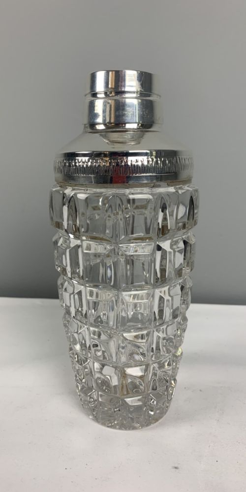 Art Deco Silver Plated and Glass Cocktail Shaker