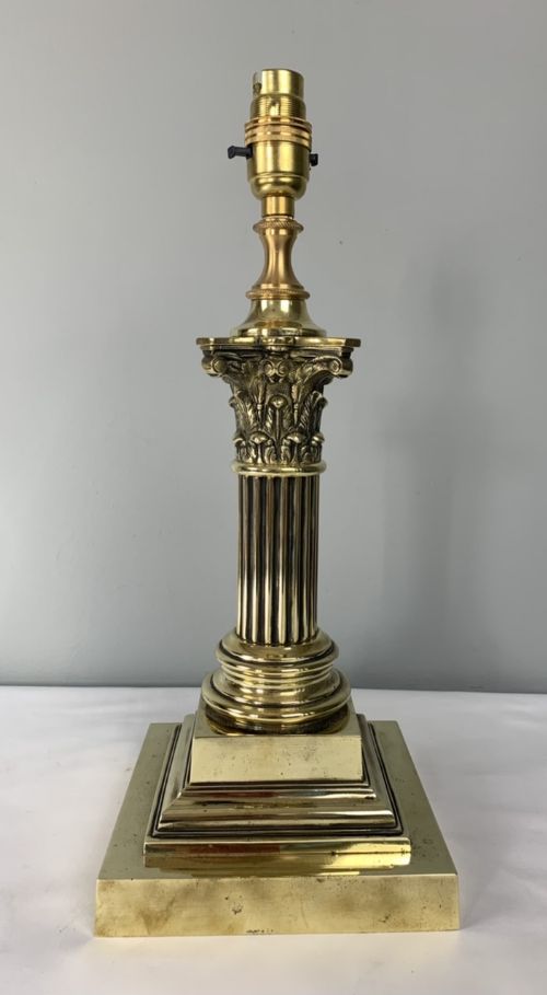 Quality Brass Corinthian Column Table Lamp Rewired and Pat Tested