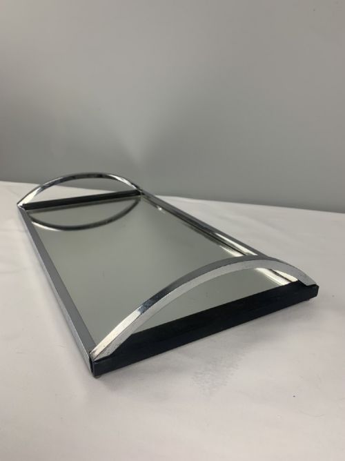 Art Deco Chrome Mirror Glass Drinks Tray