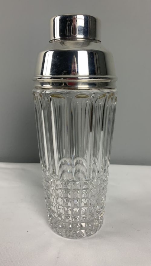 Art Deco Silver Plated Glass Cocktail Shaker